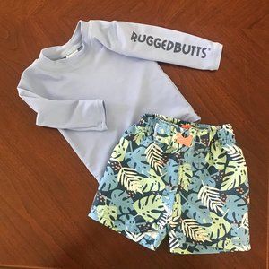 Rugged Butts Rashguard and Swim Shorts, 3/6 months